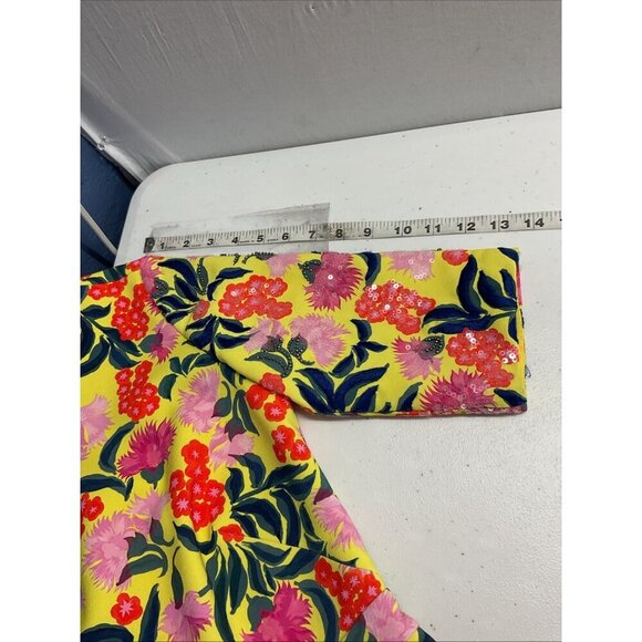 SALONI Celia Yellow Embroidered sequin half Sleeve Dress Size 4 cocktail party - Picture 11 of 15